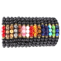 Bracelets en Perles de Trois Pierres Semi-Précieuses, de Guérison et de Reiki, Tendance et Personnalisés, pour Hommes et Femmes - Vente en Gros