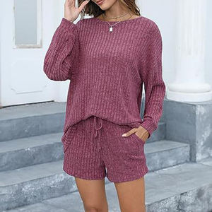 Suéter de punto de otoño invierno personalizado, conjunto de dos piezas de alta calidad para mujer 2024 <span class=keywords><strong>ropa</strong></span> pantalones de chándal y conjuntos de Sudadera con capucha/ - Product Image 2