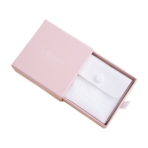 Pink Personalized Logo Jewelry Packaging Box Custom Cardboard Sliding Drawer <b>Paper</b> Box with Velvet Pouch for Ring - Product Image 5