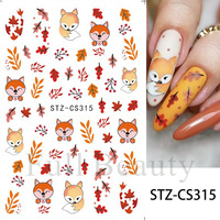 Stiker Kuku Musim Gugur untuk Seni Kuku Motif Rubah Lucu Daun Maple Labu Jamur Stiker Kuku Perekat Sendiri DIY Manikur