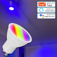 SIXWGH Tuya WiFi GU10 Bohlam LED Pintar RGB CW 5W Dapat Diredupkan 2700K-6500K Lampu Sorot Bekerja dengan Alexa Google Home Smart Life untuk Rumah