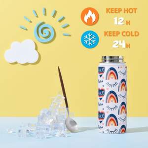 Borraccia Termica per Bambini in Acciaio Inox con Motivi Cartoon, Bottiglia per Bevande da Esterno con Cannuccia Ribaltabile - Product Image 3