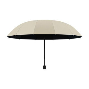 Twelve Ribbed Extra <b>Large</b> <b>Umbrella</b> Manual Open Fiber Ribs Storm Resistant Three Fold Sunny Rainy Use Travel Business Gift - Product Image 3