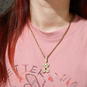 Mode Moissanite lucu cinta hati beruang liontin putih emas 925 perak murni VVS berlian es keluar perhiasan hewan untuk pria wanita - Product Image 5