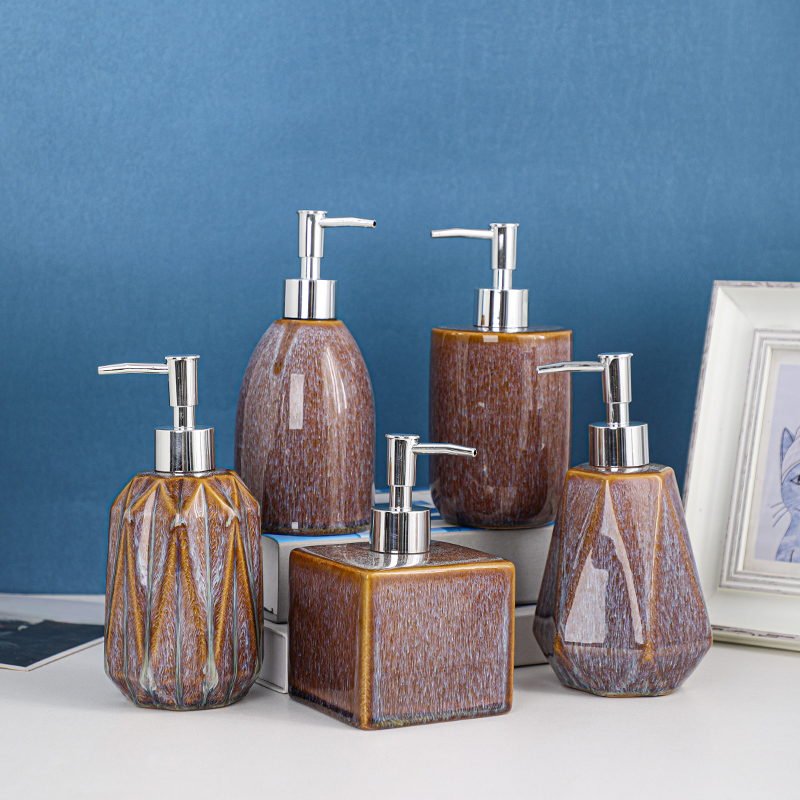 Простая керамическая бутылка для лосьона в печи, бутылка для дезинфицирующего средства для рук, бутылка для геля для душа, шампуня, воды, гостиничный керамический пресс-диспенсер