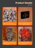 Estufa de sauna seca de 5KW, 6KW, 7.5KW, 9KW con controlador digital externo y aplicación WiFi de fábrica, horno eléctrico para sauna, calentador de sauna
