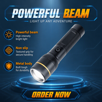 Lampe torche LED portable d'urgence extérieure en alliage d'aluminium, zoom télescopique, 5 modes d'éclairage, rechargeable Type-C, interrupteur central