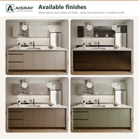 Meuble de cuisine en acrylique au design minimaliste, aménagement en îlot, rangement par tiroirs, boîtes de rangement en MDF et unités sur mesure