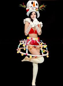 बार <span class=keywords><strong>2025</strong></span> क्रिसमस प्रबुद्ध स्नोमैन नाइट क्लब पार्टी गोगो सेक्सी dj लड़की समूह प्रदर्शन मंच नृत्य पोशाक 100% पॉलिएस्टर - Product Image 3