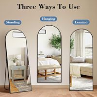 Miroir pleine longueur arqué sur pied avec cadre en aluminium, design moderne, fait main, épaisseur 2 mm, pour chambre, dressing, salon, maison