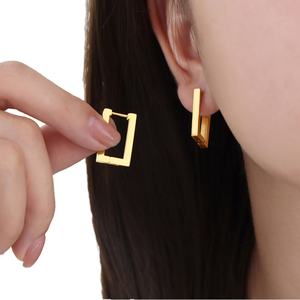 Fashion Unisex Punk Rock Square <b>Ear</b> Hoop Earrings Trendy <b>Huggie</b> Fashion Jewelry Stainless Steel Earrings for Wholesale - Product Image 2