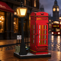 Rompecabezas 3D de Madera con Diseño de Cabina Telefónica Estilo Londinense, Luz Nocturna LED, Decoración para Librería, Envío Inmediato, Dropshipping, 1 Pieza, Kit de Modelo, Regalo