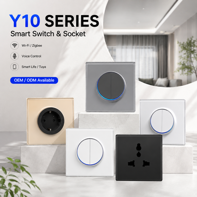 EU UK Glass Touch 1/2/3 Gang Automation Curtain Switch Tuya WiFi Zigbee Wall Intelligent Smart Dimmer Switch and Socket