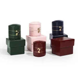 Luxury Flip Open Retro Contracted Ring Packaging Box With Metal Buckles Mini Leatherette Paper Jewelry Box