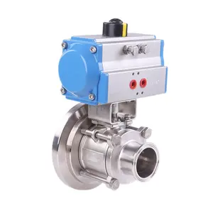 Sanitary Stainless steel Air pneumatic Tank Bottom clamp Ball Valves for discharge port