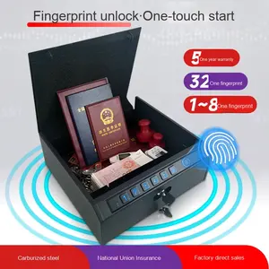 Gehele Stalen Draagbare Auto Pistool Doos Huishoudelijke Kluis Met Vingerafdruk & Wachtwoord Sleutel Slot Anti-Diefstal Opslag - Product Image 4