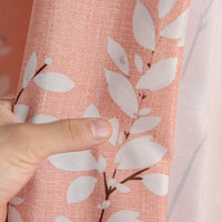 Rideaux à plis froncés imprimé branches romantiques, couleur corail pêche, semi-occultants, pour chambre et bureau, style américain, 100% polyester