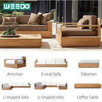 Luxuriöses 3-Sitzer Outdoor-Sofa mit Wasserdichten Kissen aus Teakholz, Umweltfreundliche Gartenmöbel, Hotel- und Villen-Sofagarnitur aus Massivholz