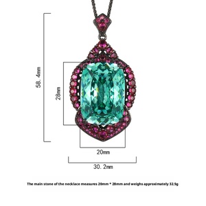Polished Eco-friendly <b>Copper</b> Black Rhodium Plated Jewelry Colorful Cubic Zirconia Pendant Necklaces for Women Banquet & Gift - Product Image 2