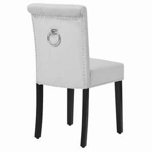 Silla de comedor de terciopelo con capitoné y adornos de tachuelas, patas negras, asiento tapizado para comedor en casa - Product Image 2