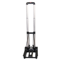 Chariot de manutention pliable robuste en aluminium à quatre roues avec barre télescopique pour le transport de bagages et de marchandises
