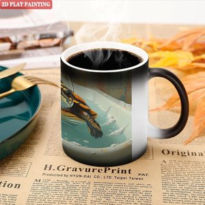 Frosted Black 11oz <b>Ceramic</b> <b>Mug</b> Heat Activated Color Changing Cup Sublimation Blank Smart Drinkware - Product Image 5