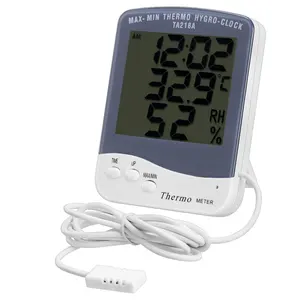 다기능 대형 스크린 LCD 알람 시계 가정용 실내 온도 습도 게이지 미터 벽 마운트 온도계 습도계