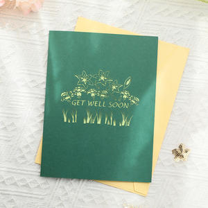 Cartes de vœux 3D en papier, artisanat, fleurs, herbe, « Bonne rétablissement », cartes pop-up pour occasions spéciales, carte artisanale - Product Image 4