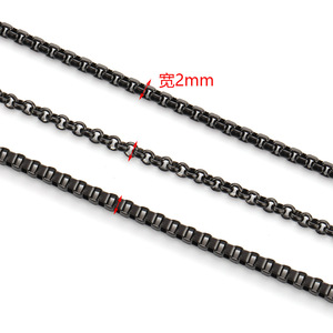 Chaîne en acier inoxydable noire de 2 mm de large, plaquée, pour la fabrication de bijoux DIY - Product Image 3