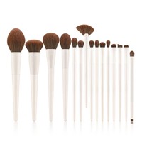 Ensemble de pinceaux de maquillage de cheveux synthétiques végétaliens professionnels pinceaux de voyage de luxe 5 pièces avec emballage en PU pour fard à joues ombre à paupières