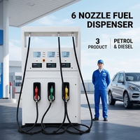 Distributeur de carburant à 6 buses et 3 produits, pompe à essence et diesel pour station-service, équipement de remplissage