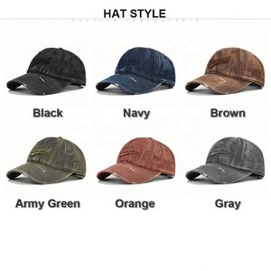 Vintage Distressed Denim Baseball <b>Cap</b> New York Embroidery Patch Hat Adjustable Washed Cotton Dad <b>Cap</b> With Hole for Men <b>Women</b> - Product Image 4
