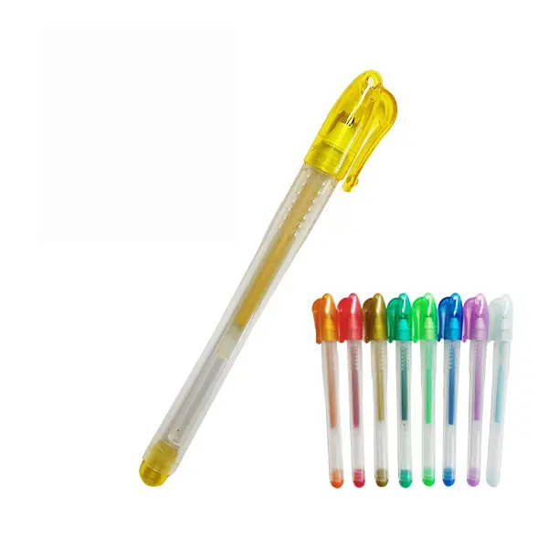 FUNWOOD GQC 24 couleurs mini paillettes Gel stylo à encre ensemble, personnalisé paillettes parfumé Mini Gel stylo cadeau boîte transparente emballage