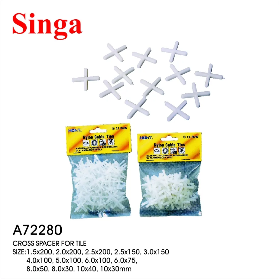 Singa A72280 Best Selling Ceramic Wall Floor Cross Spacers Plastic Tile Spacer Cross Spacer For Tile