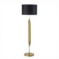 Lampadaire moderne de luxe léger américain avec bande LED, abat-jour en tissu blanc chaud, base E27 pour chambre d'hôtel et salon