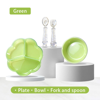 Ensemble de vaisselle en silicone liquide pour bébé, assiette divisée, bol, cuillère, fourchette, ensemble d'alimentation pour bébé