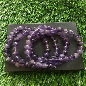 Handmade <b>Chakra</b> Style Amethyst Gemstone Bracelet 8mm Natural Semi-Precious Stone Beads for Reiki Healing Meditation Gift - Product Image 1