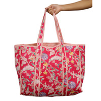 Tas Pantai Wanita Ukuran Besar Grosir, Ringan, Tanpa Ritsleting, Motif Bunga, Cocok untuk Musim Panas, Semi, Gugur, Tas Selempang Quilting
