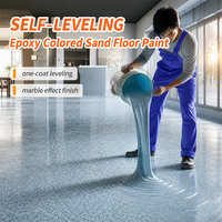 Revêtement de sol en époxy auto-nivelant effet marbre coloré avec sable coloré pour peinture de sol en béton SL SL-DLS Application au couteau