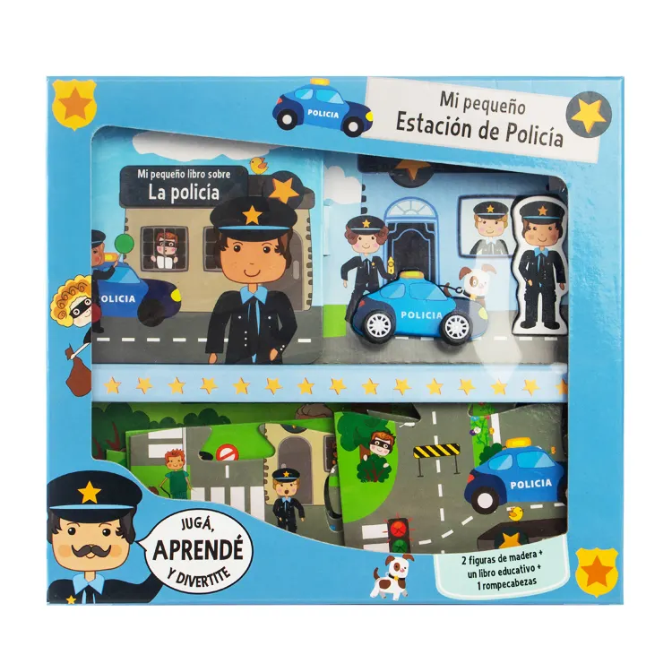 Öğrenmek ve oyun kitabı çocuklar için set trafik kuralları/trafik polisi rol oynamak oyun seti bulmacalar ile kitapları ahşap oyuncaklar