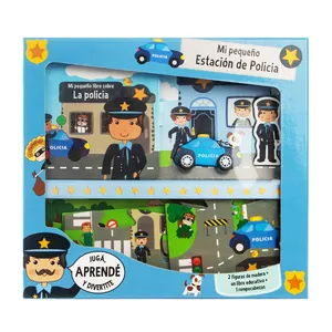 学习和玩儿童书籍套装交通规则/交警角色扮演游戏套装与拼图书籍木制玩具