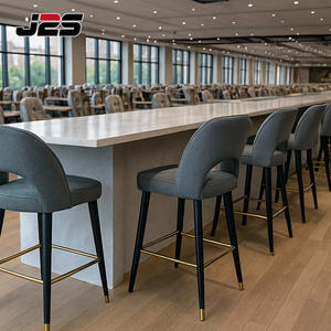 Taburete de Bar de madera de diseño moderno con asiento de cuero PU para el hogar, Bar, Hotel, restaurante, cafetería, mostrador y asiento de isla de <span class=keywords><strong>cocina</strong></span> - Product Image 3