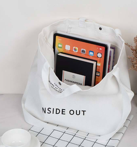 Bolsa de lona con logotipo personalizado, bolsa de mano de lona de algodón de gran capacidad con correa de hombro ajustable, bandolera - Product Image 3