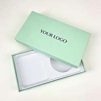 Boîte cadeau avec couvercle et base recyclables, doublée d'éponge, logo personnalisé, carton rigide mat, accessoires pour téléphone portable, emballage pour écouteurs