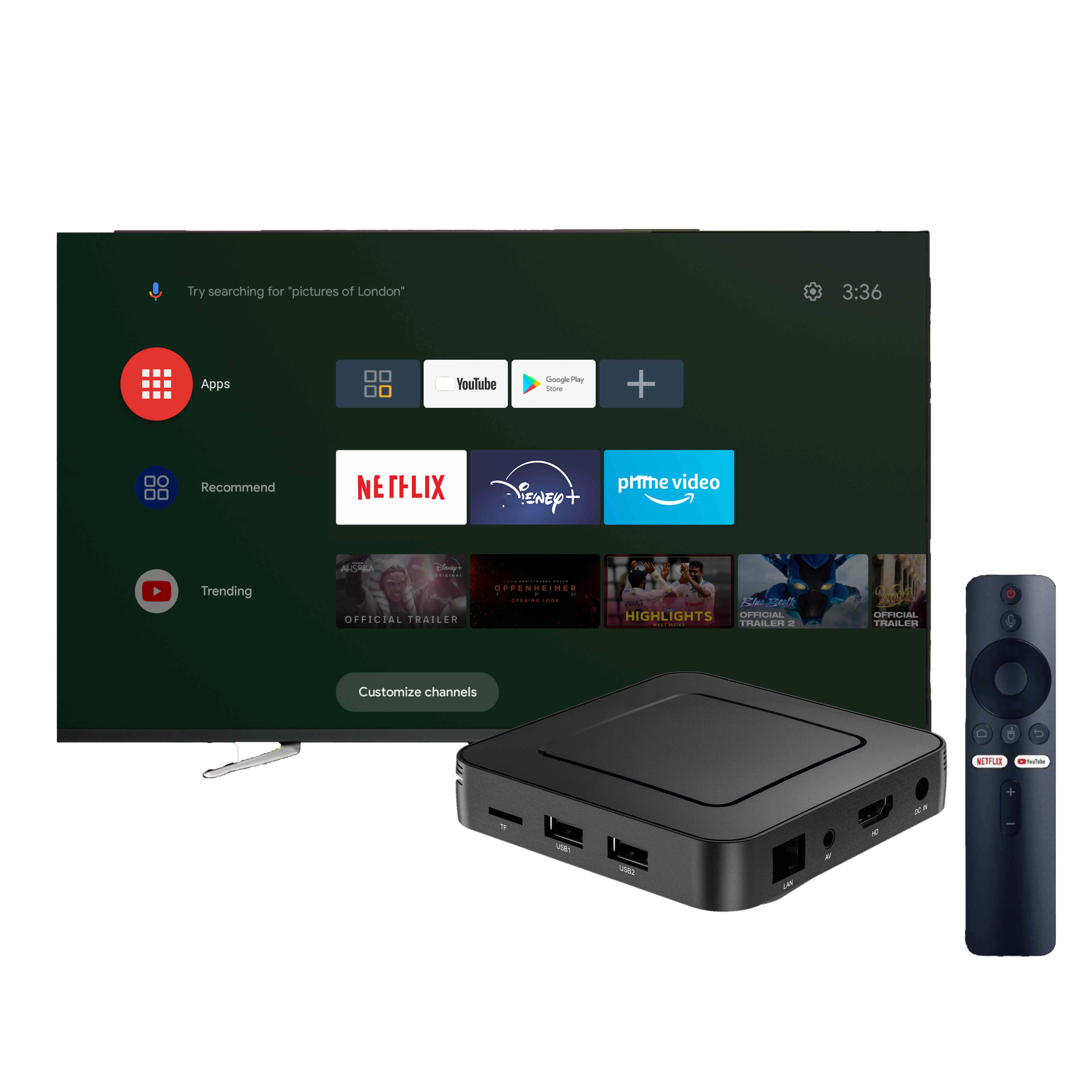 Оригинальный Android box производитель Z6 ATV Android 10,0 OS 4K Smart TV Box Allwinner H313 медиаплеер 2 ГБ 16 ГБ ATV голосовой пульт