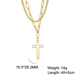 Collana a croce cava all'ingrosso per uomo ragazzo in acciaio inossidabile collane a catena Hip-Hop religioso classico Christian gioielli maschili - Product Image 5