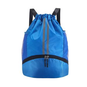 Mochila con cordón de ajuste de 46x33 cm con compartimento para zapatos, bolsa deportiva unisex para baloncesto, fútbol, natación - Product Image 2
