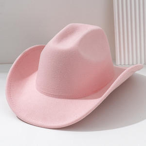 Vente en gros de chapeau de cowgirl en feutre Chapeau de cowboy en feutre blanc Chapeaux Fedora en feutre de laine à large bord pour hommes et femmes - Product Image 5