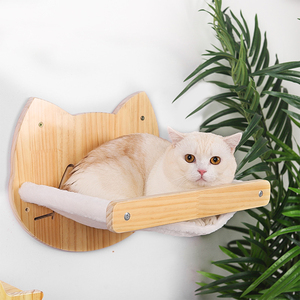 Großhandel Holz Katze Hängematte Spielzeug Klettern Katze Wand möbel Wand montiert Kratz baum Regal Klettergerüst - Product Image 4
