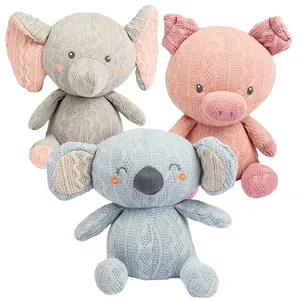 Cartoon Stuffed Animals Elefante Plush Toys OEM Machine Knitted Soft Toys Boneca recheada de pelúcia personalizada para bebê